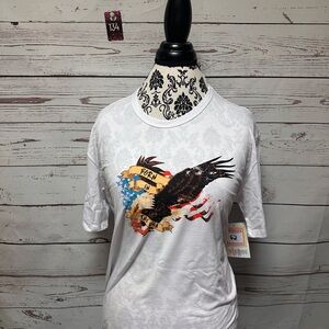 LuLaRoe White Tee with Eagle Graphic - Patrick